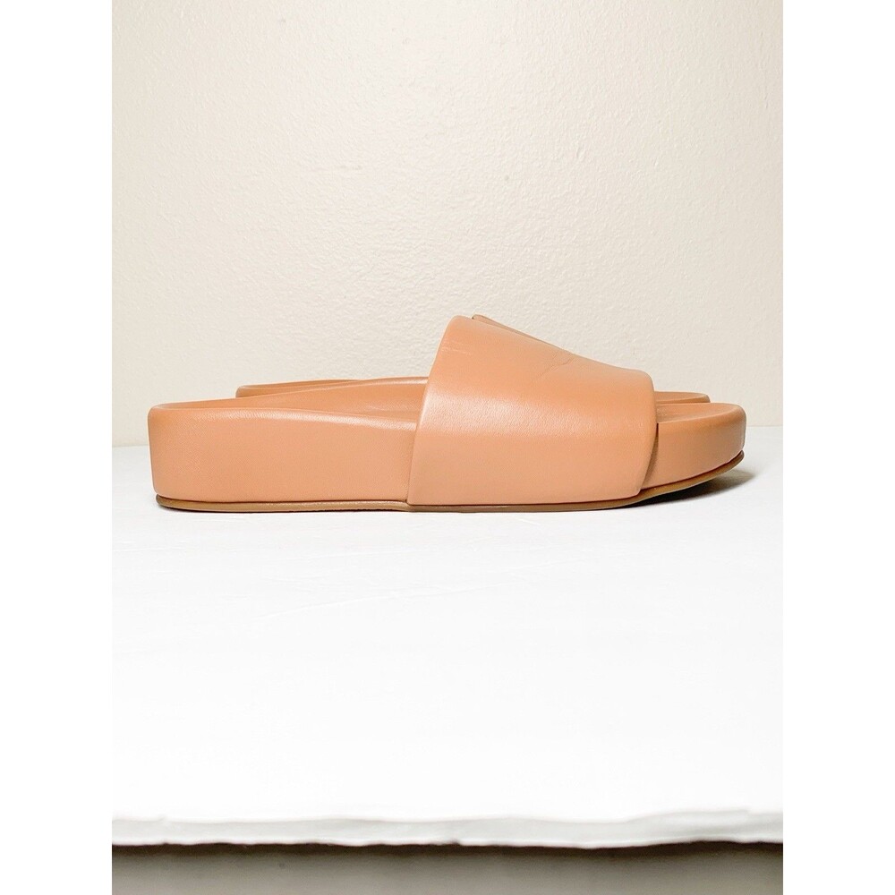 Beek Pelican Platform Slide Sandals 9 Tan Leather Minimalist